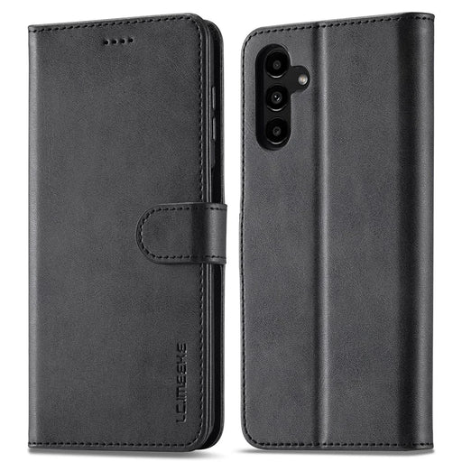 LC.IMEEKE For Samsung Galaxy A05s 4G Case Leather Wallet Calf Texture Phone Cover - Black - 1