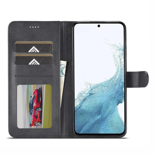 LC.IMEEKE For Samsung Galaxy A05s 4G Case Leather Wallet Calf Texture Phone Cover - Black - 2