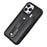 For iPhone 15 Pro Case Hand Strap Kickstand Phone Cover with Card Holder - Black - 1
