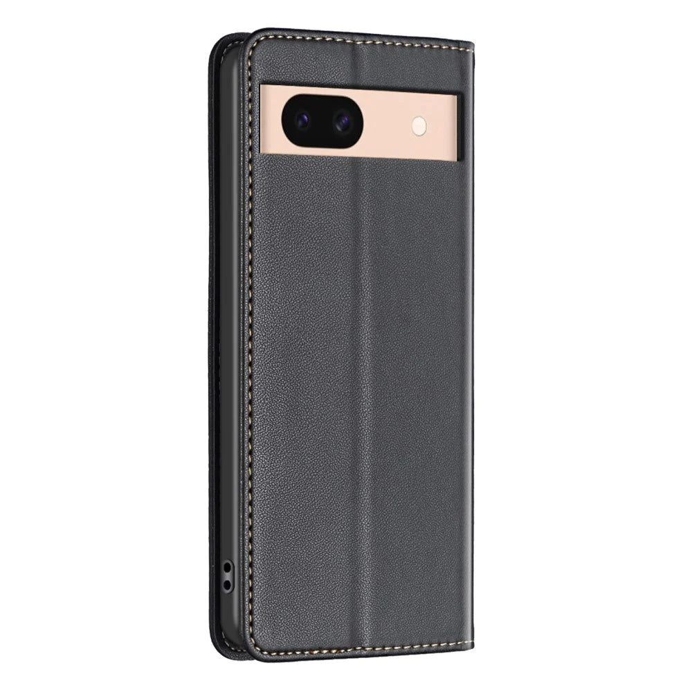 BINFEN COLOR BF18 For Google Pixel 8a Case PU Leather Phone Cover with Card Slots - Black - 7