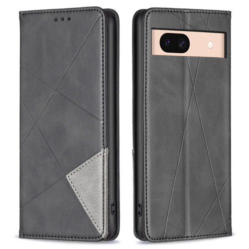 For Google Pixel 8a Case Magnetic Closing PU Leather Phone Cover with Card Slots - Black - 1