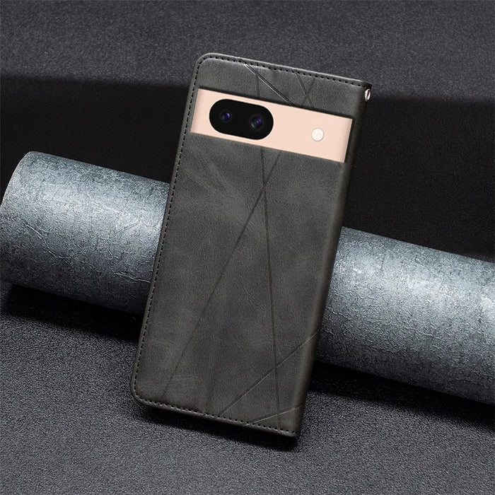 For Google Pixel 8a Case Magnetic Closing PU Leather Phone Cover with Card Slots - Black - 7