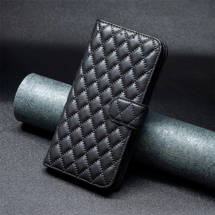 BINFEN COLOR BF Style-14 For Samsung Galaxy S24 Ultra Case Wallet Imprinted Leather Cover - Black - 7
