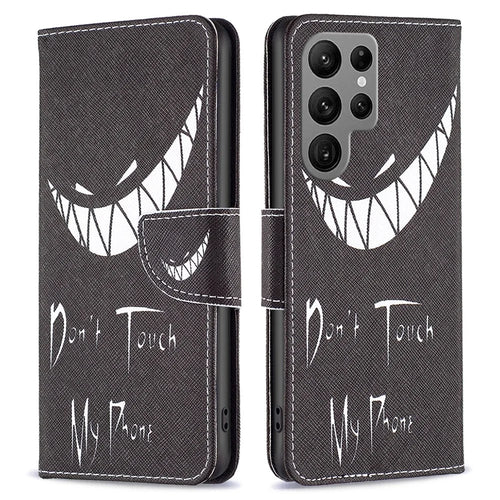 For Samsung Galaxy S24 Ultra Case Wallet Pattern Printing Phone Cover - Don't Touch My Phone - 1