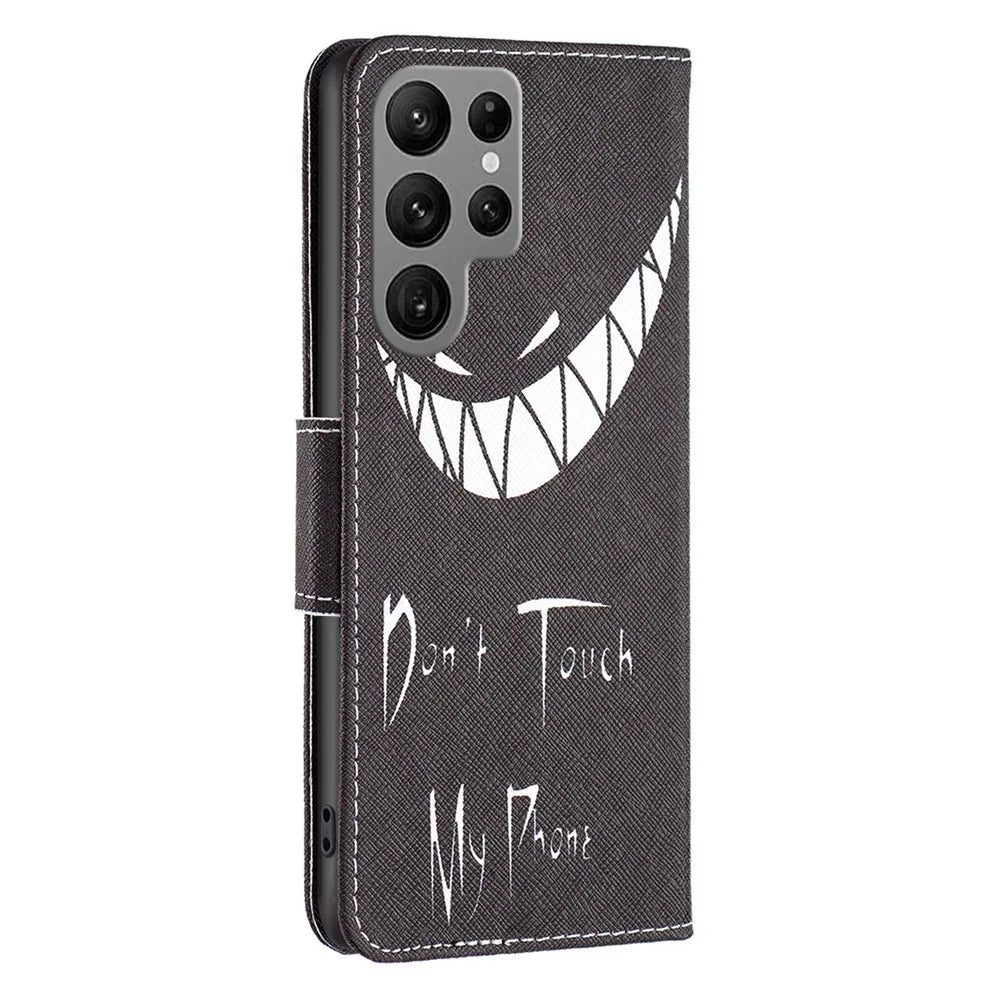For Samsung Galaxy S24 Ultra Case Wallet Pattern Printing Phone Cover - Don't Touch My Phone - 5