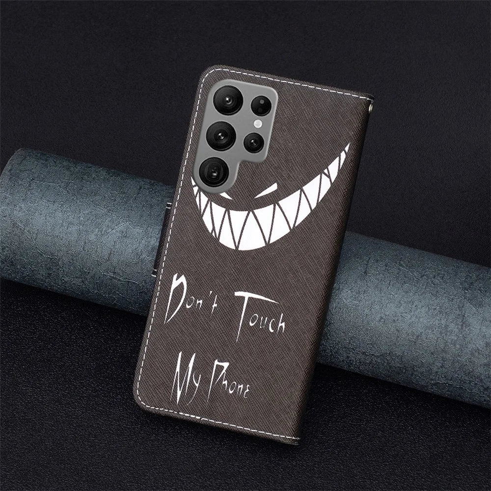 For Samsung Galaxy S24 Ultra Case Wallet Pattern Printing Phone Cover - Don't Touch My Phone - 6