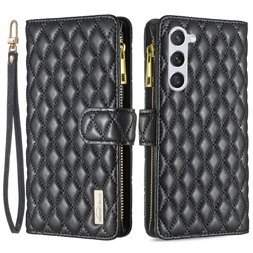 BINFEN COLOR BF Style-15 For Samsung Galaxy S25+ / S24+ Leather Phone Case Zipper Pocket Wallet Phone Cover - Black - 1