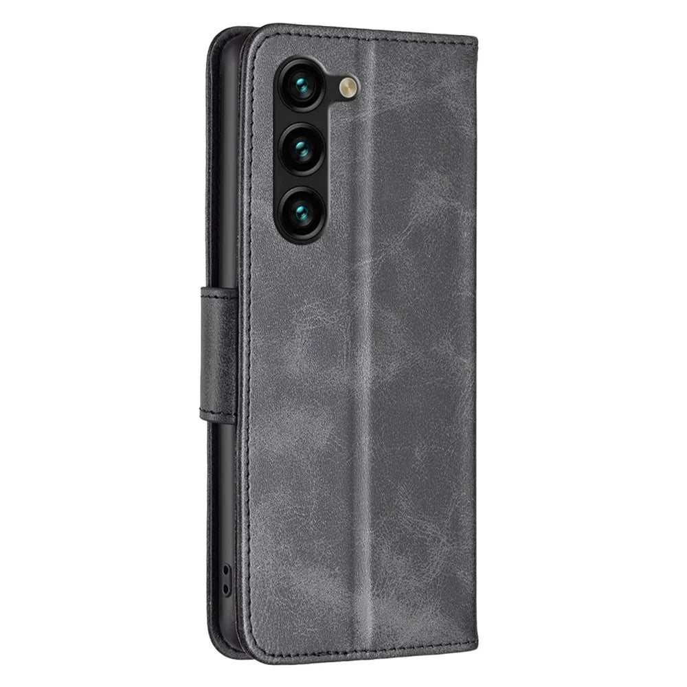 For Samsung Galaxy S25+ / S24+ Case Mobile Phone Shell PU Leather Wallet Cover with Viewing Stand - Black - 5