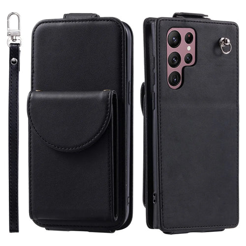 For Samsung Galaxy S24 Ultra Case Scratch Resistant Vertical Flip PU Leather+TPU Phone Cover - Black - 1