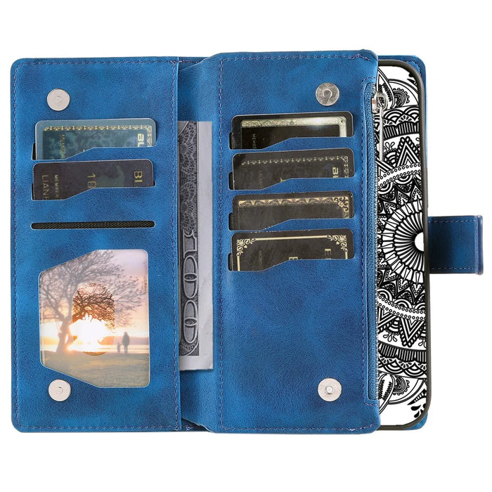 For Samsung Galaxy S24+ Case Mobile Phone Shell Wallet PU Leather Phone Cover with Strap - Blue - 2