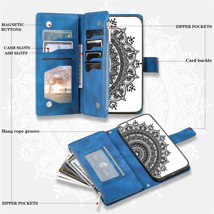 For Samsung Galaxy S24+ Case Mobile Phone Shell Wallet PU Leather Phone Cover with Strap - Blue - 4