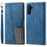 TTUDRCH Style 004 for Samsung Galaxy S24 Leather Case RFID Blocking Splicing Wallet Cover - Blue - 1