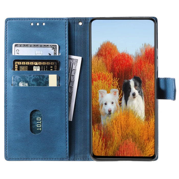 TTUDRCH Style 004 for Samsung Galaxy S24 Leather Case RFID Blocking Splicing Wallet Cover - Blue - 2