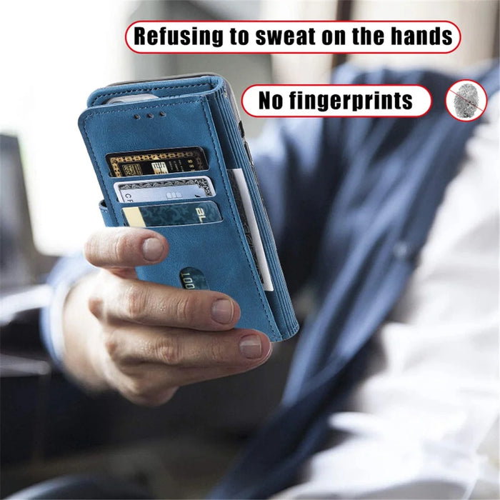 TTUDRCH Style 004 for Samsung Galaxy S24 Leather Case RFID Blocking Splicing Wallet Cover - Blue - 6