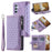 For Samsung Galaxy S24 Case Zipper Pocket Phone Leather Cover with Strap - Purple - 5