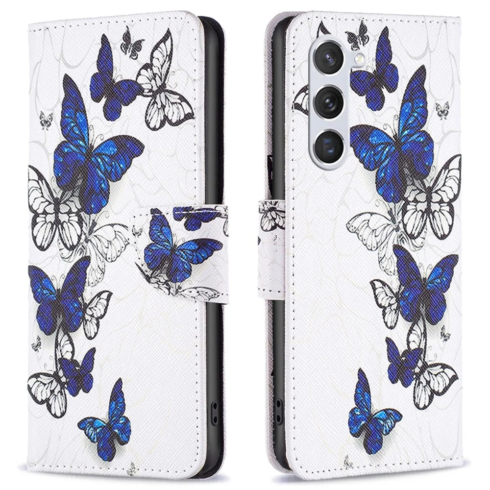 For Samsung Galaxy S25 / S24 Case Pattern Printing Phone Wallet Cover - Butterflies - 1
