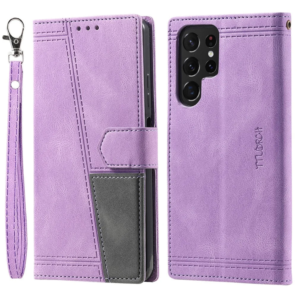 TTUDRCH Style 004 for Samsung Galaxy S24 Ultra Case RFID Blocking Leather Stand Phone Cover - Purple - 1