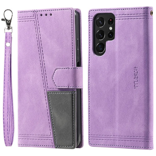 TTUDRCH Style 004 for Samsung Galaxy S24 Ultra Case RFID Blocking Leather Stand Phone Cover - Purple - 1