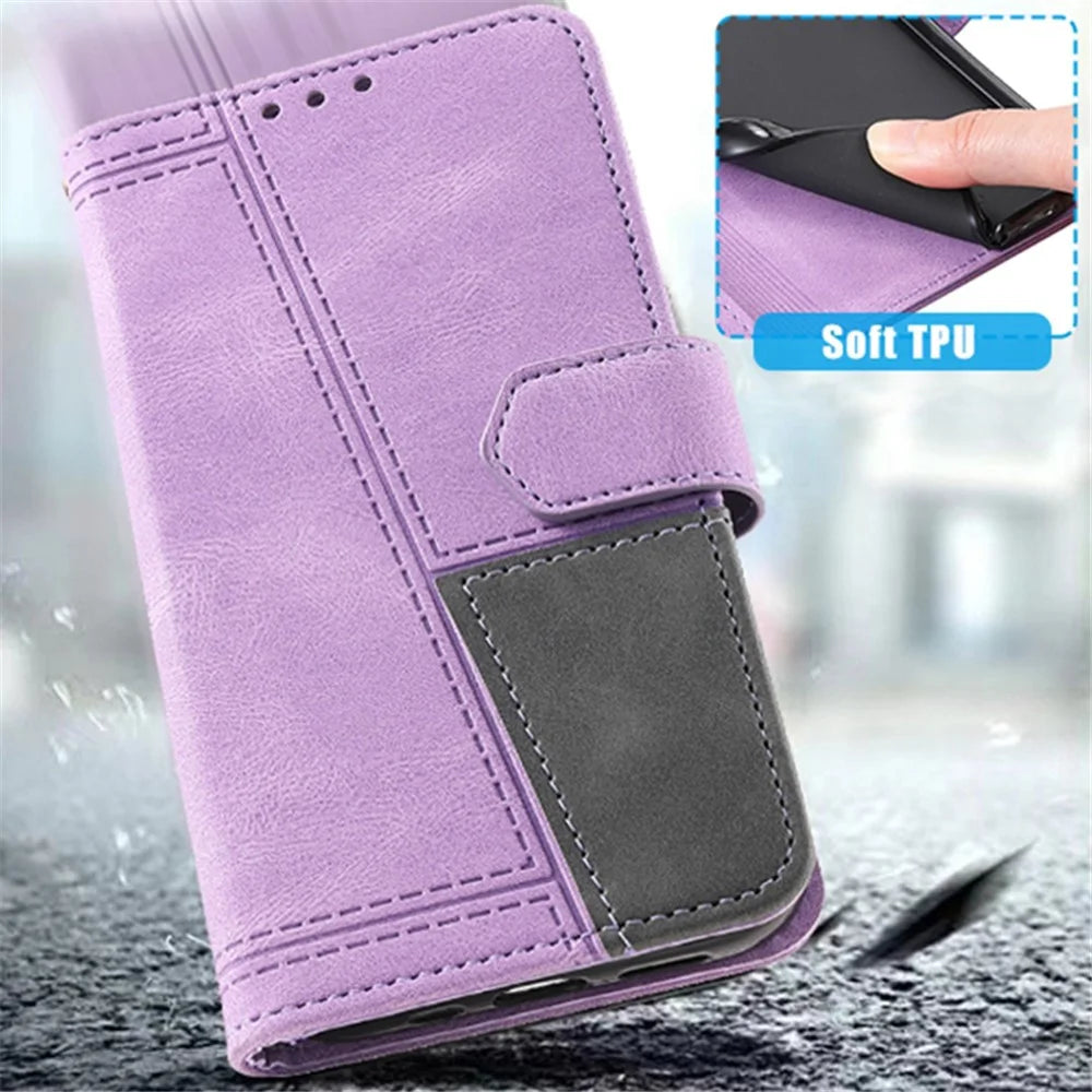 TTUDRCH Style 004 for Samsung Galaxy S24 Ultra Case RFID Blocking Leather Stand Phone Cover - Purple - 5