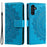 For Samsung Galaxy S24 Leather Case Mandala Flower Wallet Cover with Strap - Blue - 1