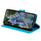 For Samsung Galaxy S24 Leather Case Mandala Flower Wallet Cover with Strap - Blue - 3