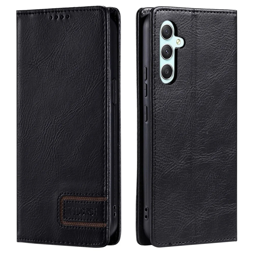 TTUDRCH Style 007 For Samsung Galaxy S24+ Case PU Leather RFID Blocking Phone Cover - Black - 1