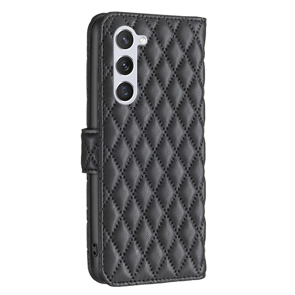 BINFEN COLOR BF Style-14 For Samsung Galaxy S25 / S24 Case PU Leather Wallet Stand Cellphone Cover - Black - 5