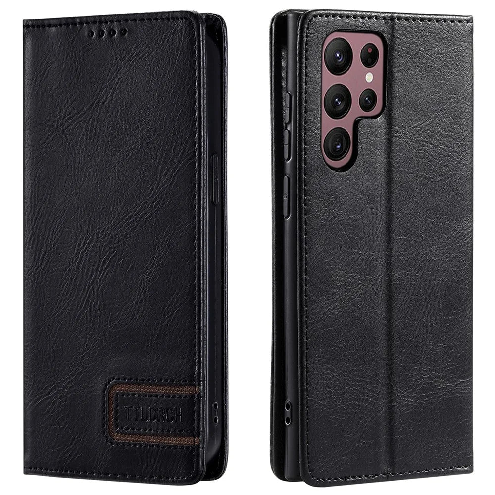 TTUDRCH Style 007 For Samsung Galaxy S24 Ultra Case RFID Blocking Wallet Cover - Black - 1