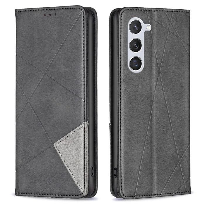 For Samsung Galaxy S25 / S24 Case Magnetic Closing PU Leather Card Slots Phone Cover - Black - 1