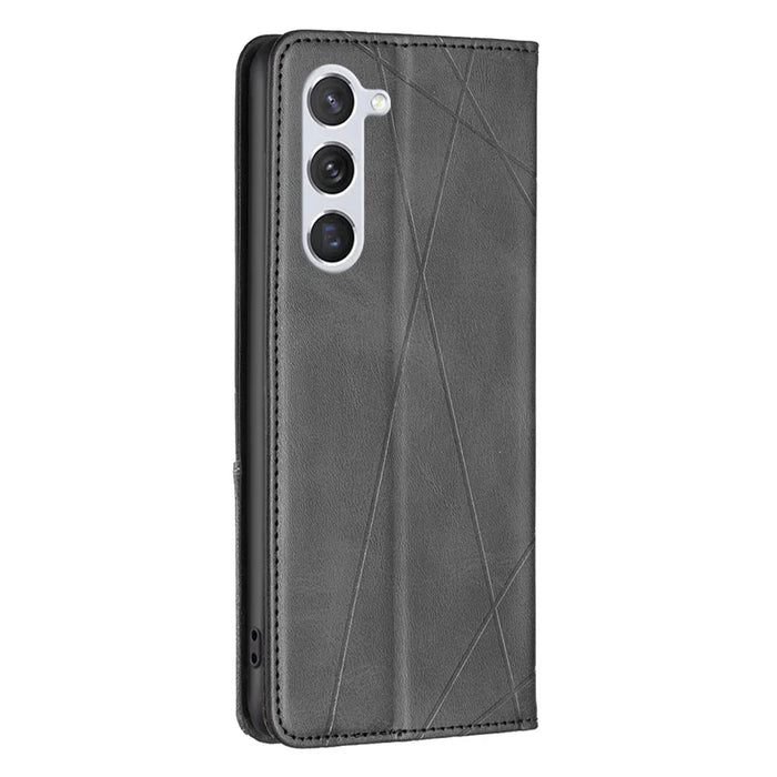 For Samsung Galaxy S25 / S24 Case Magnetic Closing PU Leather Card Slots Phone Cover - Black - 6