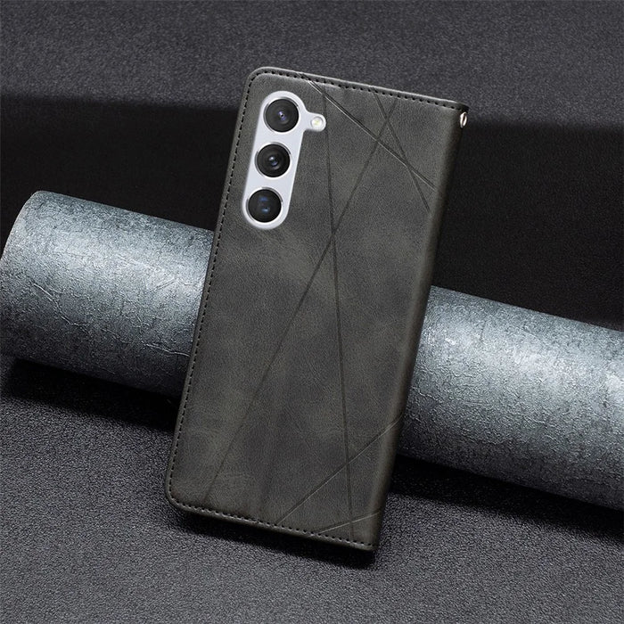 For Samsung Galaxy S25 / S24 Case Magnetic Closing PU Leather Card Slots Phone Cover - Black - 7