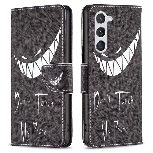 For Samsung Galaxy S25 / S24 Case PU Leather Pattern Wallet Phone Cover - Don't Touch My Phone - 1