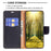 For Samsung Galaxy S25 / S24 Wallet Case with Wrist Strap Litchi Texture Leather Phone Stand Cover - Black - 3