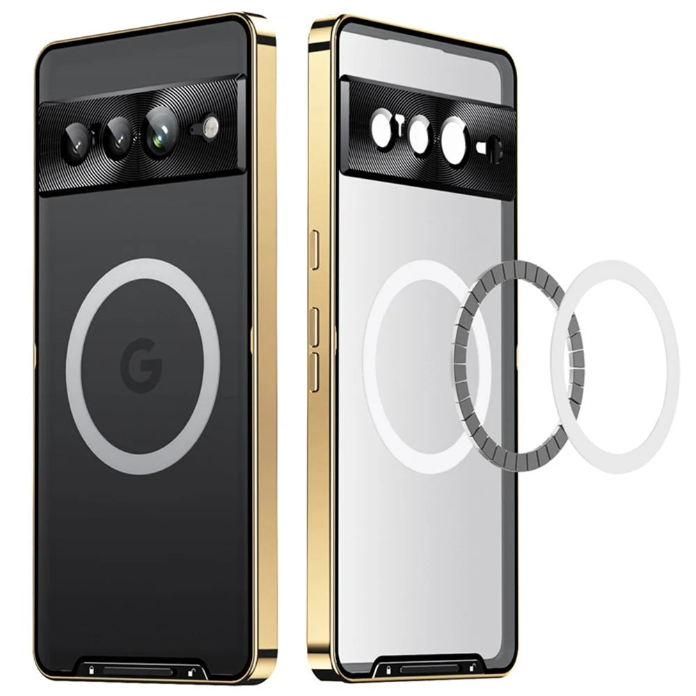 For Google Pixel 8 Pro Case Lens Protection Matte Phone Cover Magnetic Case - Gold - 2