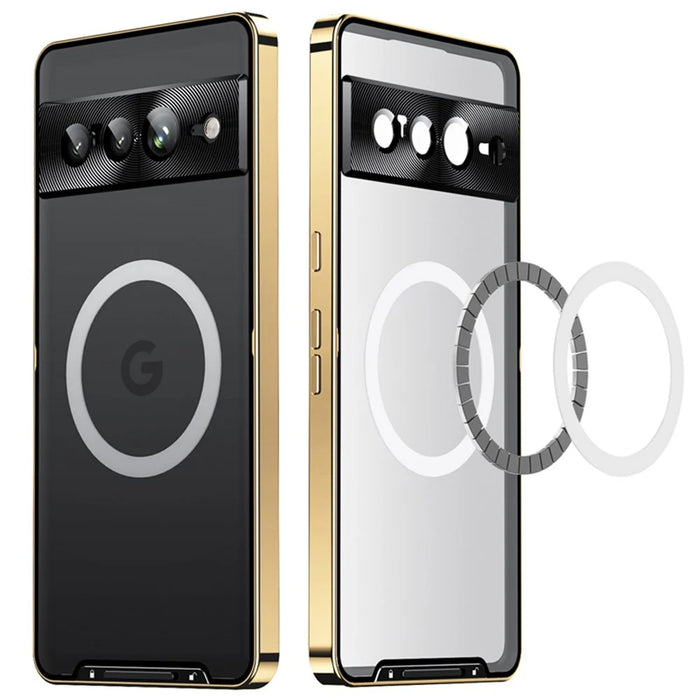 For Google Pixel 8 Pro Case Lens Protection Matte Phone Cover Magnetic Case - Gold - 2