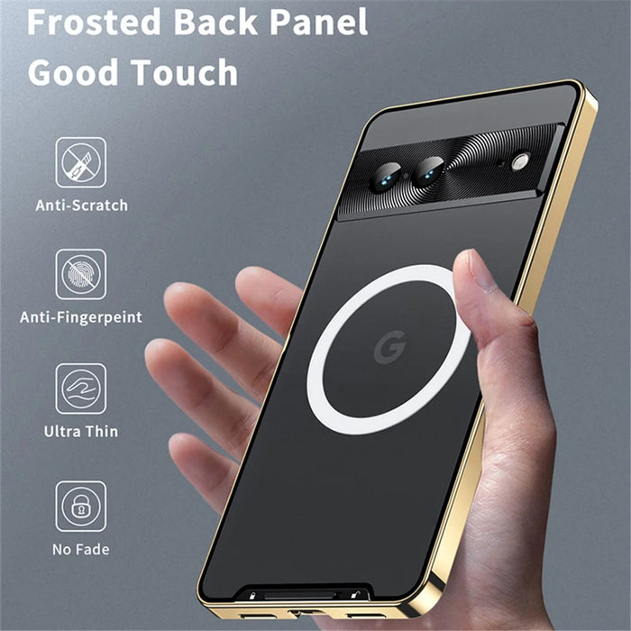 For Google Pixel 8 Case Metal Frame Magnetic Cover Magnetic Case - Gold - 6