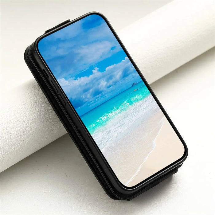 For Samsung Galaxy S23 Case Mobile Phone PU Leather+TPU Vertical Flip Cover - Black - 5