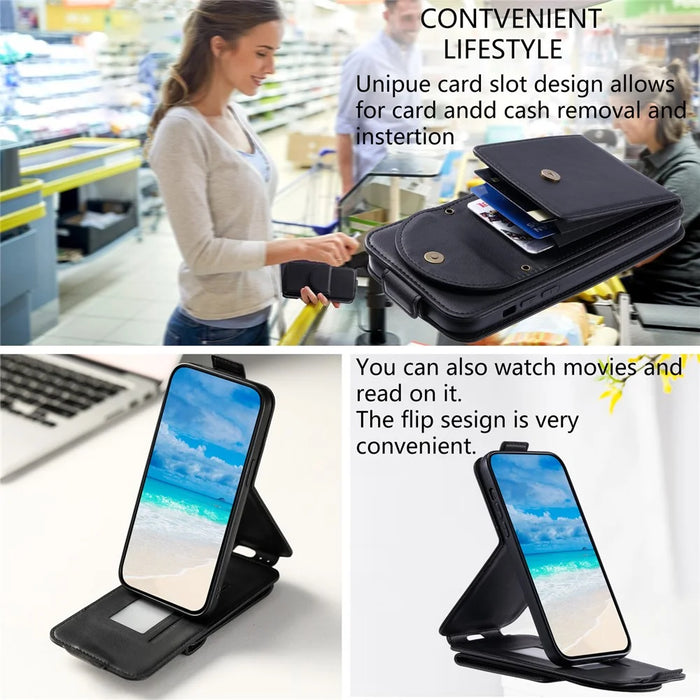 For Samsung Galaxy S23 Case Mobile Phone PU Leather+TPU Vertical Flip Cover - Black - 6