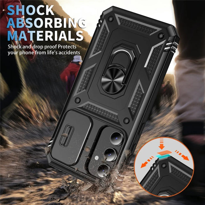 For Samsung Galaxy A34 5G Case PC+TPU Cell Phone Shell with Sliding Camera Cover - Black - 3