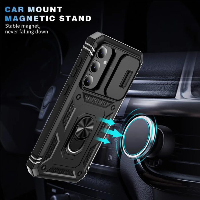 For Samsung Galaxy A34 5G Case PC+TPU Cell Phone Shell with Sliding Camera Cover - Black - 4