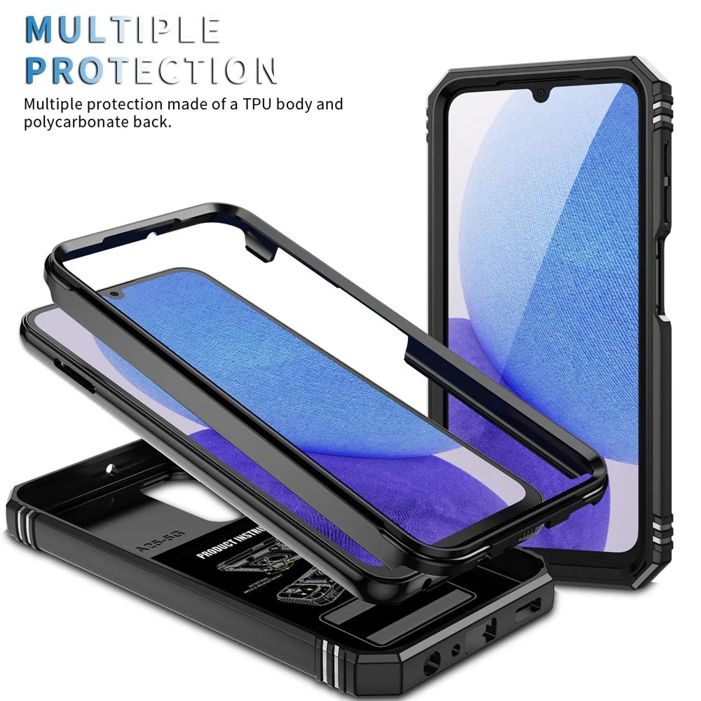 For Samsung Galaxy A25 5G (Global) (161.0 X 76.5 X 8.3mm) Case Sliding Camera Cover Anti-Drop PC+TPU Phone Shell - Black - 2