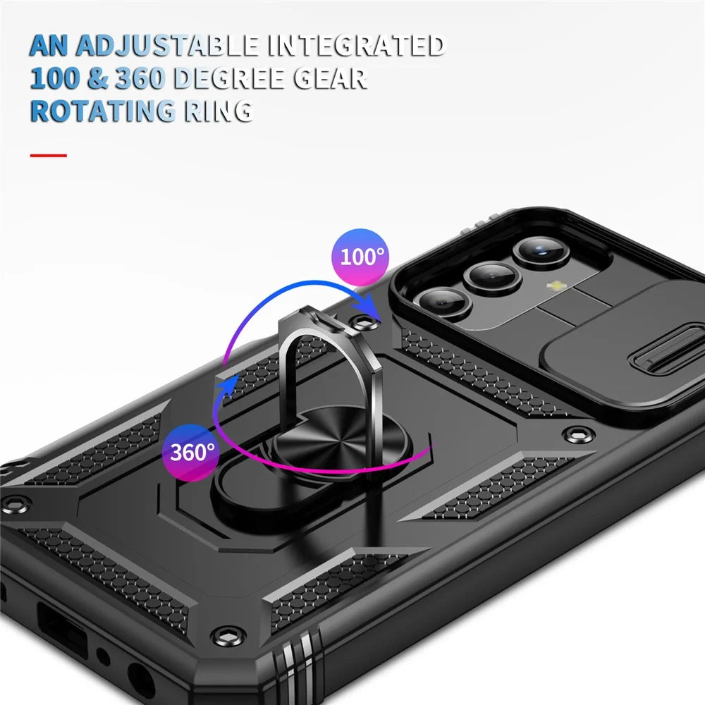 For Samsung Galaxy A25 5G (Global) (161.0 X 76.5 X 8.3mm) Case Sliding Camera Cover Anti-Drop PC+TPU Phone Shell - Black - 4