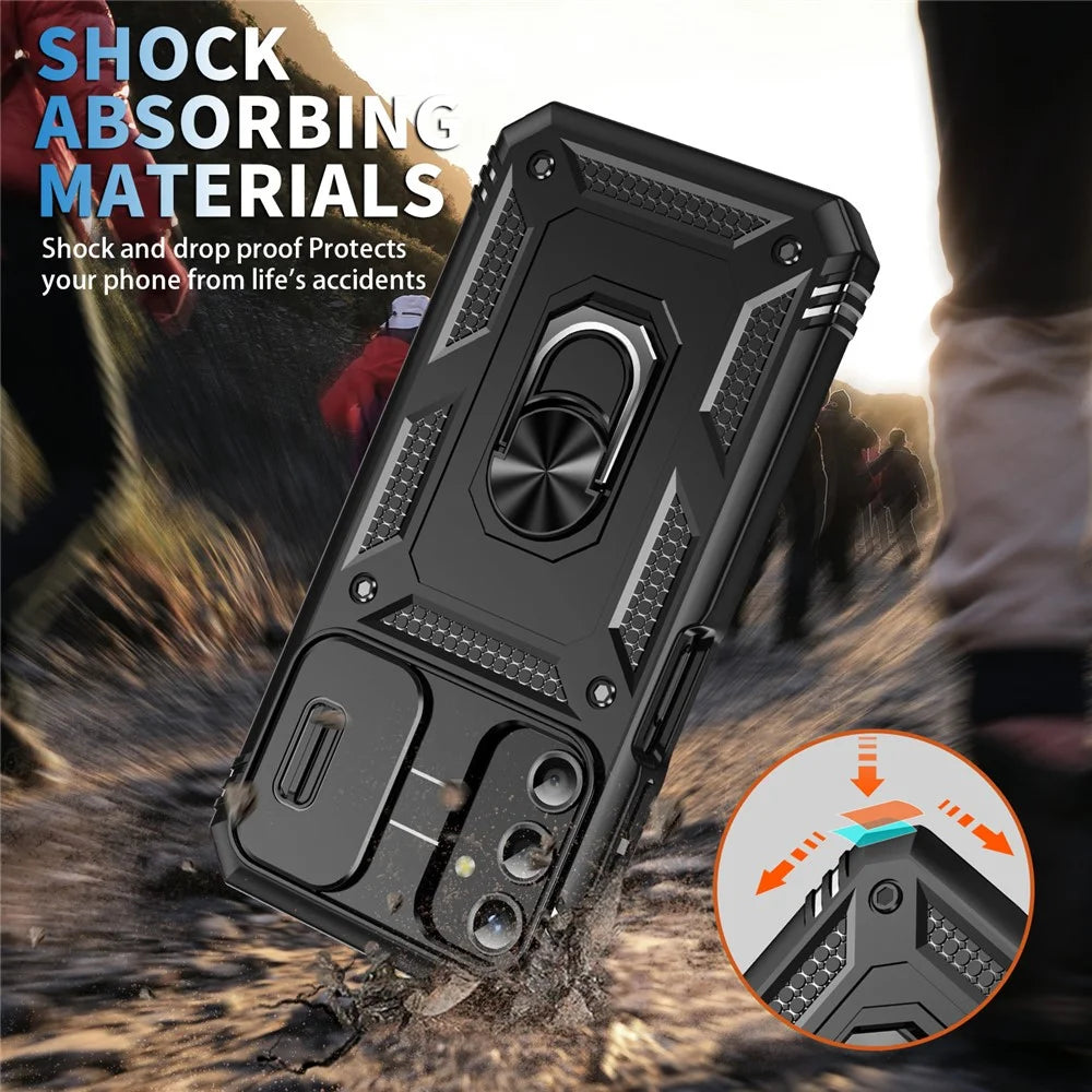 For Samsung Galaxy A25 5G (Global) (161.0 X 76.5 X 8.3mm) Case Sliding Camera Cover Anti-Drop PC+TPU Phone Shell - Black - 5