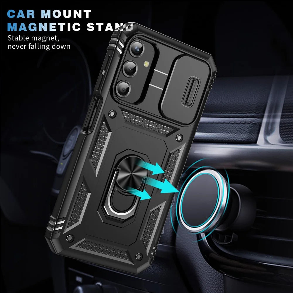 For Samsung Galaxy A25 5G (Global) (161.0 X 76.5 X 8.3mm) Case Sliding Camera Cover Anti-Drop PC+TPU Phone Shell - Black - 6