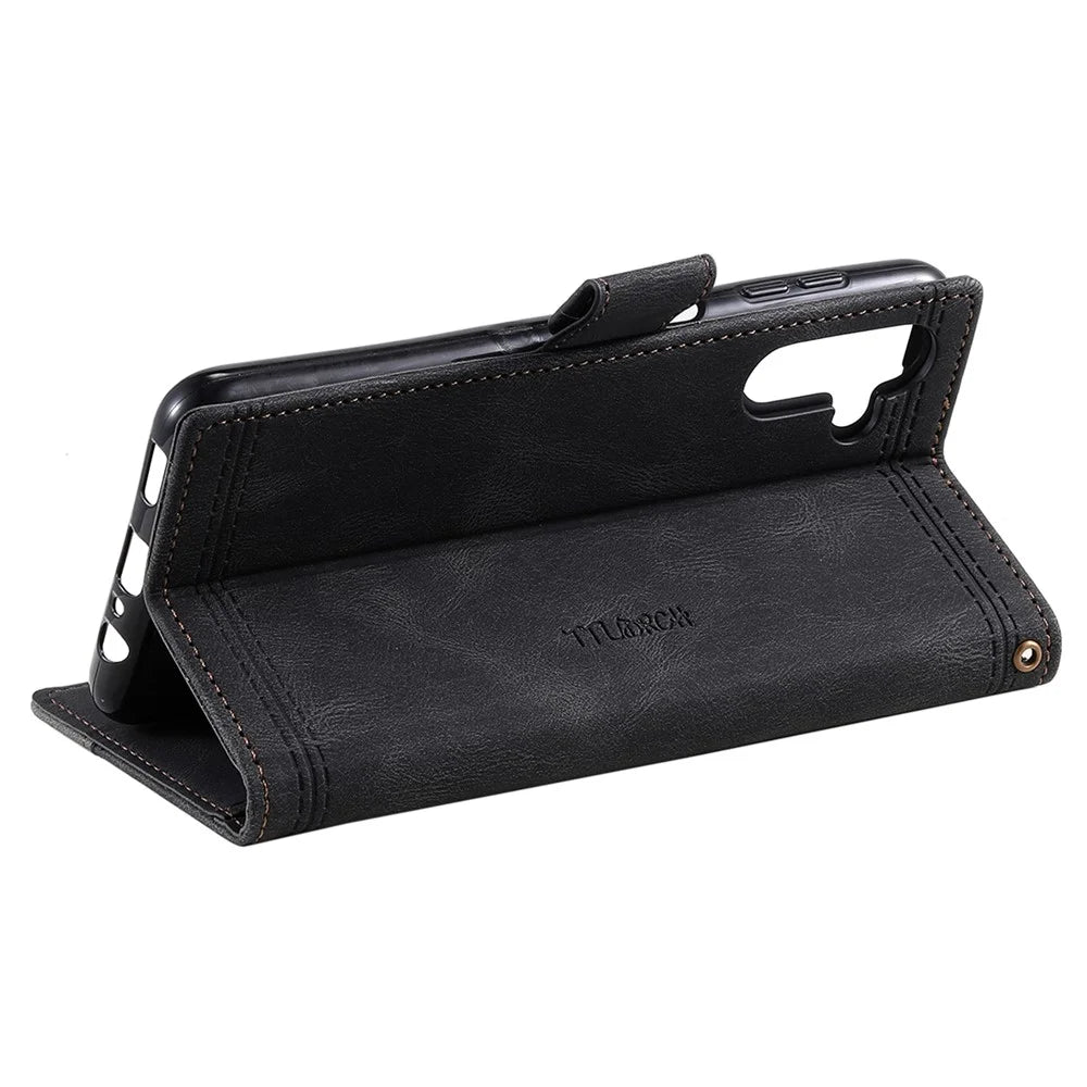 TTUDRCH Style 004 for Samsung Galaxy S24+ Case RFID Blocking Wallet Leather Cover - Black - 4