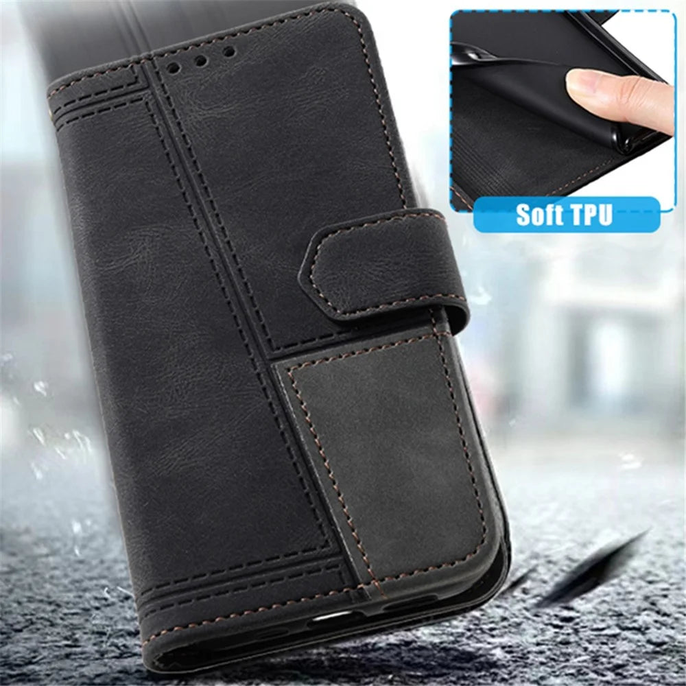 TTUDRCH Style 004 for Samsung Galaxy S24+ Case RFID Blocking Wallet Leather Cover - Black - 5