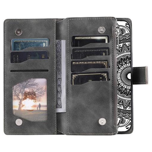 For Google Pixel 8 Case Magnetic PU Leather Wallet Phone Cover with Strap - Grey - 2