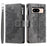 For Google Pixel 8 Case Magnetic PU Leather Wallet Phone Cover with Strap - Grey - 6
