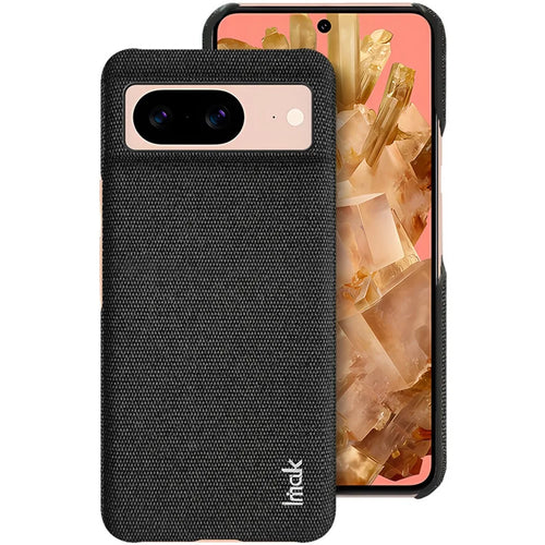 IMAK Ruiyi Series for Google Pixel 8 Case Cloth Texture Bump Proof PU Leather + PC Cell Phone Cover - Black - 1