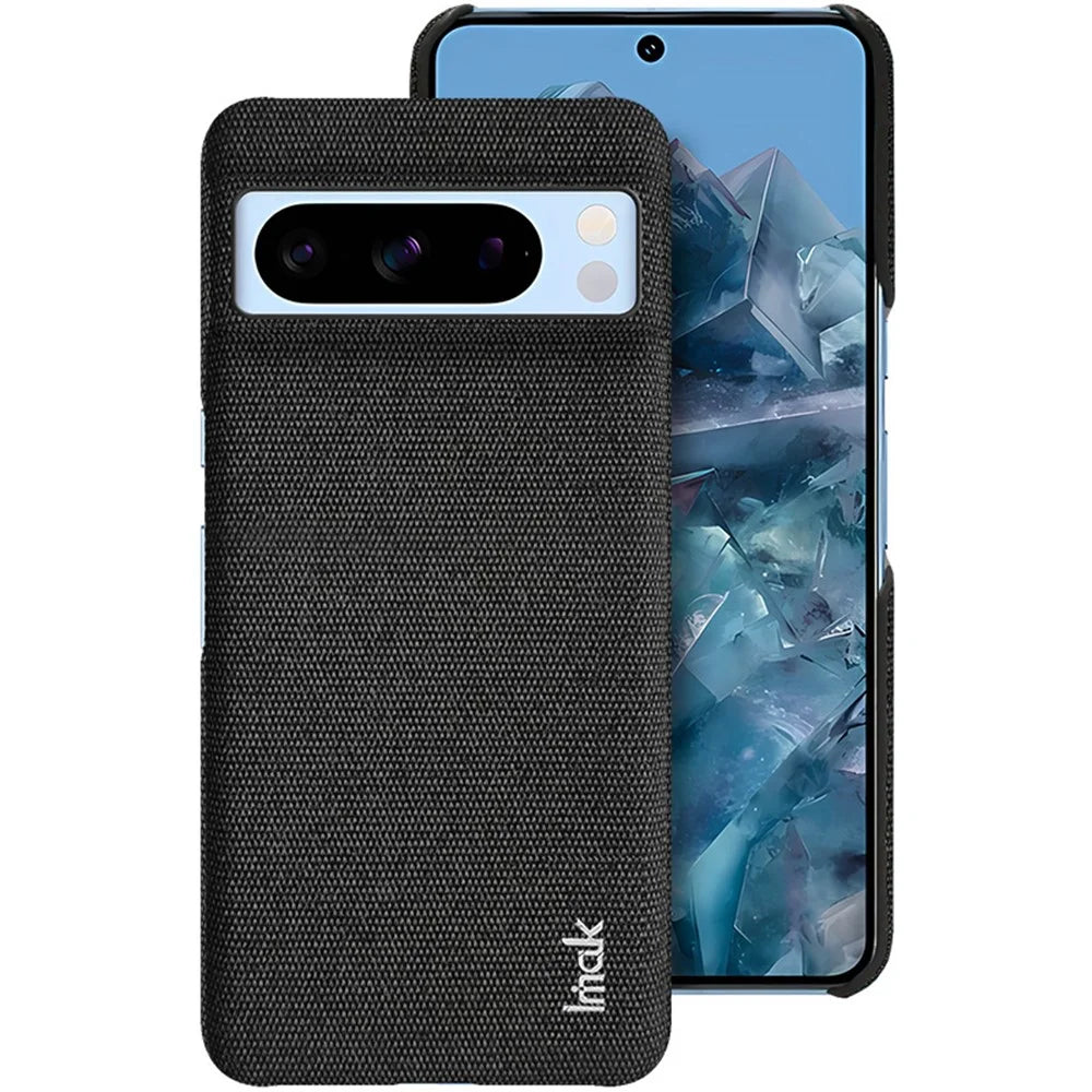 IMAK Ruiyi Series for Google Pixel 8 Pro Case Anti-scratch Cloth Texture PU Leather+PC Phone Cover - Black - 1